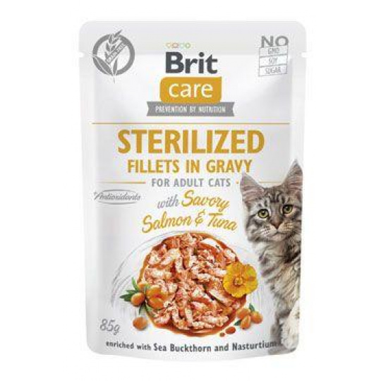 Brit Care Cat Fillets in Gravy Steril. Losos&Tuniak 85g