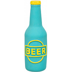Beer bottle - pivná fľaša, latexová hračka so zvukom 12,5 cm, modrá