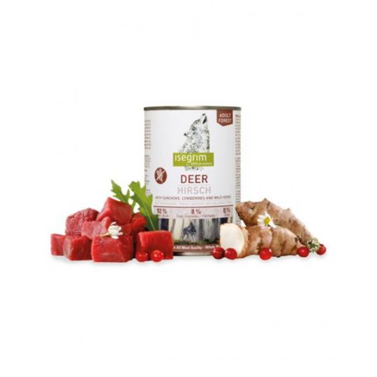 ISEGRIM dog Adult Deer with Sunchoke, Cowberries & Wild Herbs bal. 6 x 800 g konzerva ISEGRIM dog Adult Deer with Sunchoke, Cowberries & Wild Herbs bal. 6 x 800 g konzerva