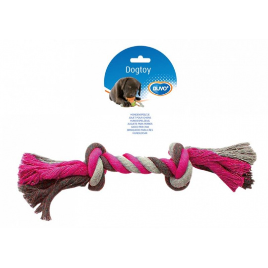Hračka DUVO+ Lano s 2 uzlami na ťahanie ružovo-sivo-sivé Large 35 cm Hračka DUVO+ Lano s 2 uzlami na ťahanie ružovo-sivo-sivé Large 35 cm