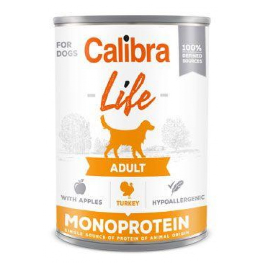 Calibra Dog Life konz.Dospelý Turecko s jablkami 400g