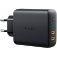 AUKEY PA-D5 GaN nabíječka na PDA/mobilní telefon Černá 2xUSB C Power Delivery 3.0 63W 6A Dynamic Detect