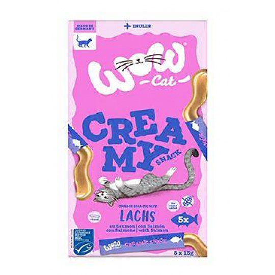 WOW Cat poch. Creamy Snack s lososom 5x15g WOW Cat poch. Creamy Snack s lososom 5x15g