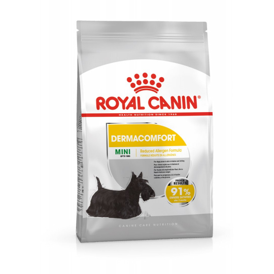 ROYAL CANIN Mini Dermacomfort -  suché krmivo pro dospělé psy malých plemen s citlivou kůží náchylnou k podráždění - 3kg