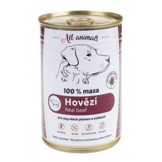 All Animals DOG konz. Hovädzie mleté 400g All Animals DOG konz. Hovädzie mleté 400g