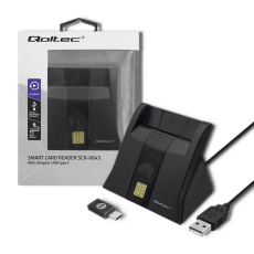 Qoltec 50643 Skener inteligentních čipových karet | USB 2.0 | Plug & Play