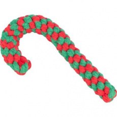 Xmas CANDY CANE - vánoční uzlovaná hůlka , 19 cm, bavlněné lano