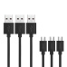 AUKEY CB-D10 Kabel USB USB - micro USB Quick Charge AiPower 1,2 m 5A 3 kusů Černá