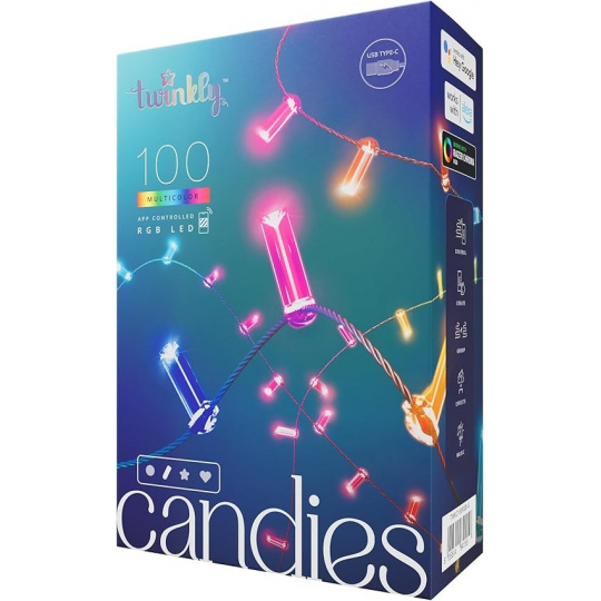 Twinkly Candies LED osvětlení vánočního stromu TWKC100RGB-G 6 M tvar svíčky