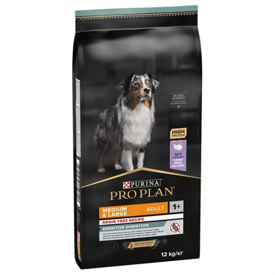 ProPlan MO Dog Adult Grain free Medium & Large Sensitive Digestion moriak 12 kg ProPlan MO Dog Adult Grain free Medium & Large Sensitive Digestion moriak 12 kg