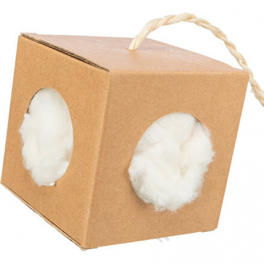 Box s hniezdiacim materiálom, 9x9x9 cm/ 6g, kartón/kapok