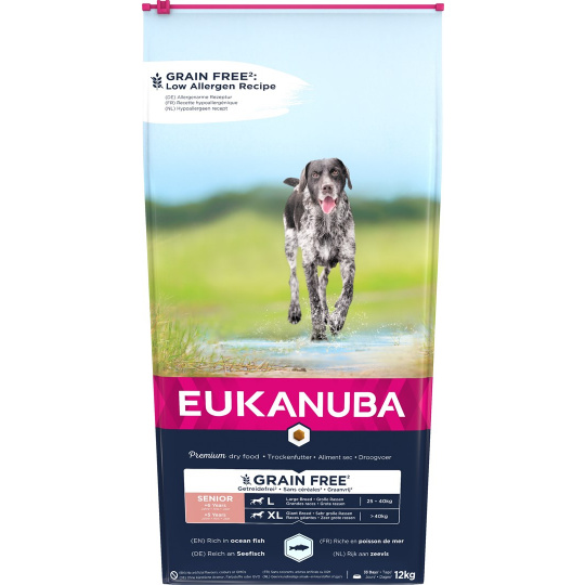 EUKANUBA Grain Free Senior large/giant breed, Ocean fish - suché krmivo pro psy - 12 kg