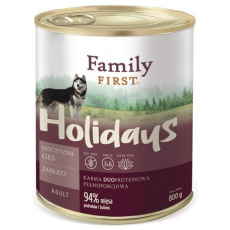 FAMILY FIRST Holidays Adult Venison, goose, apple - Mokré krmivo pro psy - 800 g