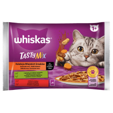 WHISKAS Tasty Mix in sauce Lamb with chicken and carrot, Beef with poultry - mokré krmivo pro kočky - 4x 85g