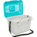 Transportný box MIDI CAPRI s popruhom, 44x33x32cm (max. 5kg), svetlosivá/tyrkysová