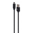 Gembird CCDB-mUSB2B-AMBM-6 Bavlněný opletený Micro-USB kabel s kovovými konektory, 1,8 m, černý