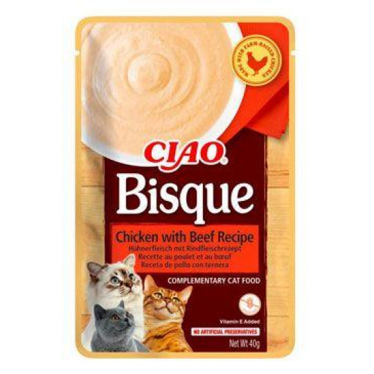 Inaba CIAO Bisque Cat Kapsička Kuracie s hovädzím mäsom 1 ks 40 g Inaba CIAO Bisque Cat Kapsička Kuracie s hovädzím mäsom 1 ks 40 g