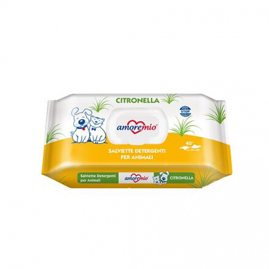 AMOREMIO vlhčené čistiace obrúsky, aróma citrónová tráva, 40 ks