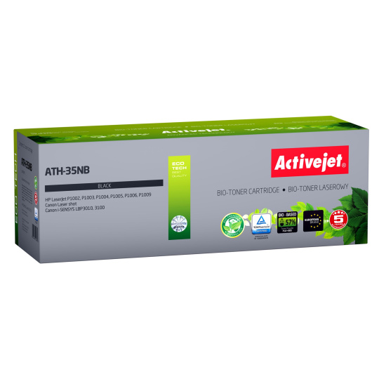 Activejet BIO ATH-35NB toner pro tiskárny HP, Canon, Náhrada HP 35A CB435A, Canon CRG-712; Supreme; 1800 stran; černý.