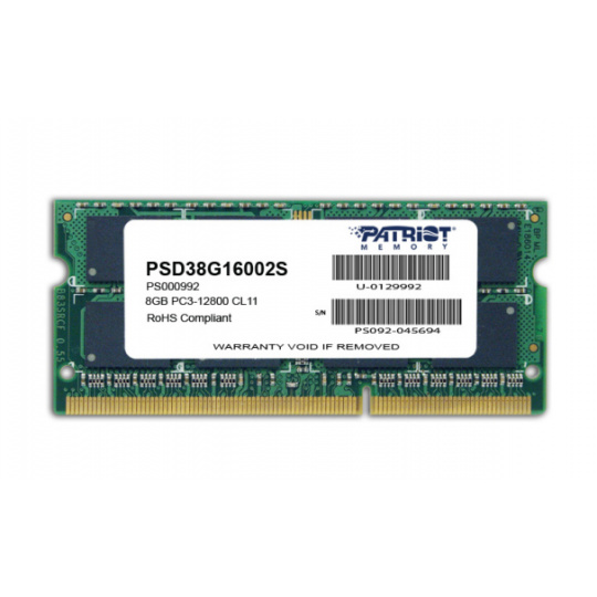 Patriot Memory 8GB PC3-12800 paměťový modul 1 x 8 GB DDR3 1600 MHz