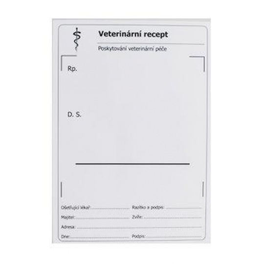 Tlačivo-Recept veterinárny neprepisovací 100 listov Tlačivo-Recept veterinárny neprepisovací 100 listov