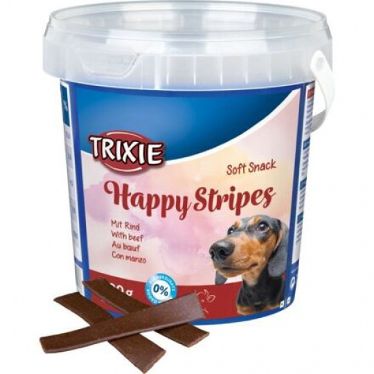 Soft Snack Happy Stripes - hovězí pásky, kyblík 500 g