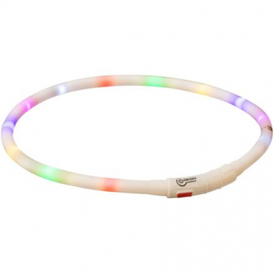 Flash USB svítící silikonový obojek, XS-XL: 70 cm / 10 mm, multicolor (RP 2,10 Kč)