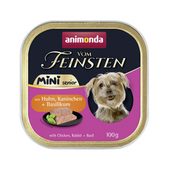 ANIMONDA paštéta Vom Feinsten MINI Senior - kuracie, králičie, bazalka pre psy 100 g