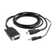 Gembird CC-DP-HDMI-5M adaptér k video kabelům HDMI + 3.5mm VGA (D-Sub) Černá