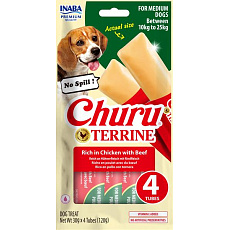 Churu Dog Terrine kuracie s hovädzím plemena M 4x30g