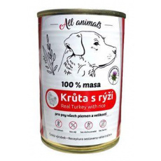 All Animals DOG konz. Mleté morčacie s ryžou 400g