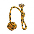 Vrhacie bavlnené lano s loptičkou HipHop ROPE ø 7cm / 48 cm, neon oranžová, čierna, žltá