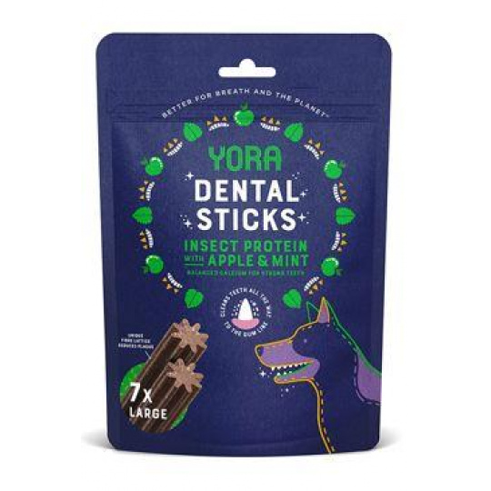 YORA Dog dentál.tyčinky z hmyzu jablko a máta L 270g