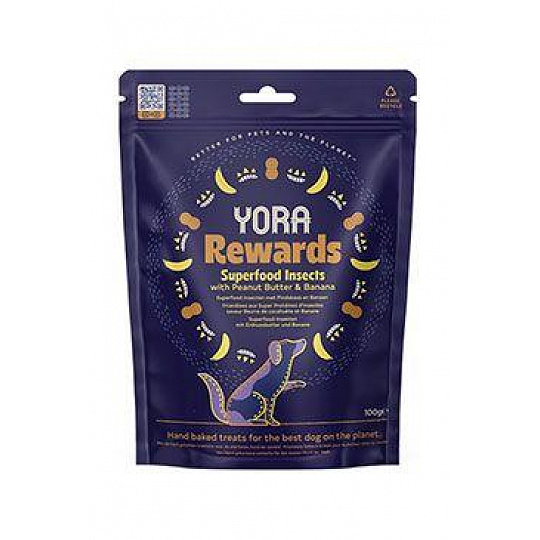 YORA Dog poch. z hmyzu Rewards arašidy a banán 100g