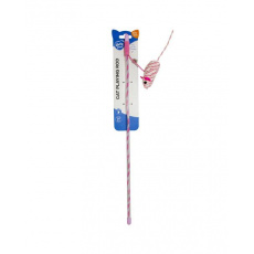 Hračka DUVO + tyč na hranie s myšou z brúsneho papiera ružová 47x15x4cm