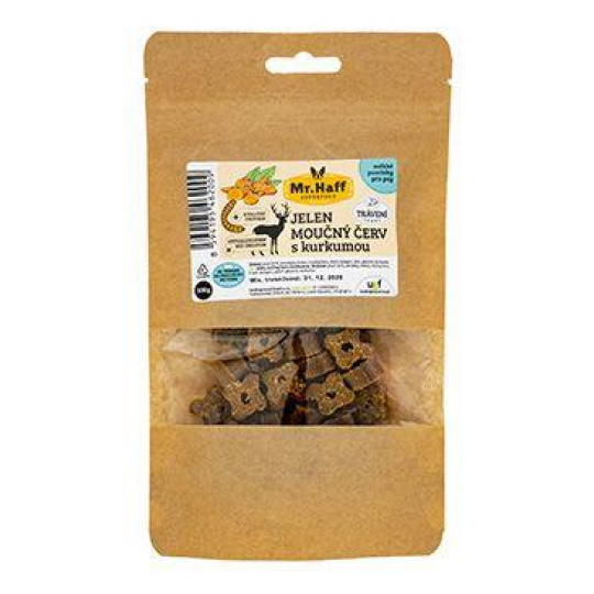 UGF maškrta Mr. Haff múčny červ, jeleň a kurkuma 100g UGF maškrta Mr. Haff múčny červ, jeleň a kurkuma 100g