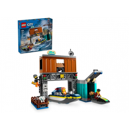 LEGO CITY 60417 Policejní motorový člun a úkryt zločinců