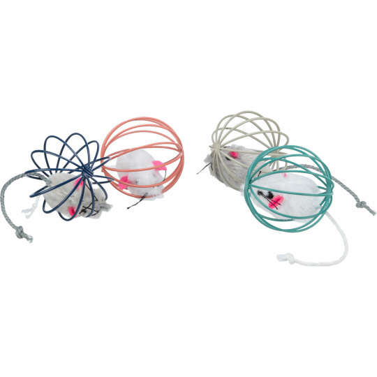 Plyšová myš v okrúhlej farebnej klietke 6 cm