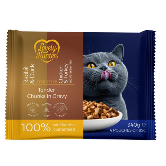 LOVELY HUNTER cat adult sterilised KAPSIČKA wet set 4 x 85 g LOVELY HUNTER cat adult sterilised KAPSIČKA wet set 4 x 85 g