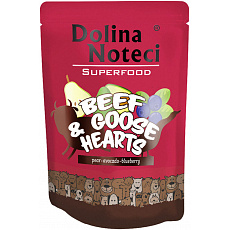 DOLINA NOTECI SUPERFOODS hovädzie a husacie srdiečka kapsička pre psy 300 g