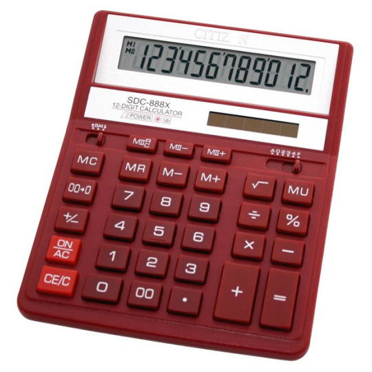 Citizen SDC-888X kalkulačka Kapsa Finanční kalkulačka Červená