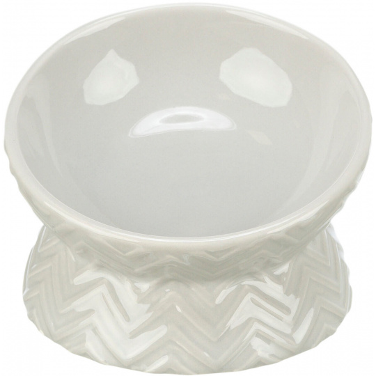 Keramická miska vyvýšená, ergonomický tvar, 0,15 l / 13 cm, svetlosivá