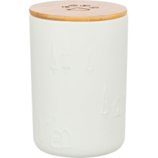 Vianočný zásobník na maškrty, ø 13 × 19 cm, keramika/drevo, biela