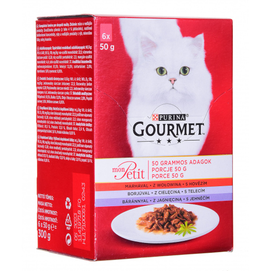 GOURMET Mon Petit Meat Mix - mokré krmivo pro kočky - 6 x 50 g