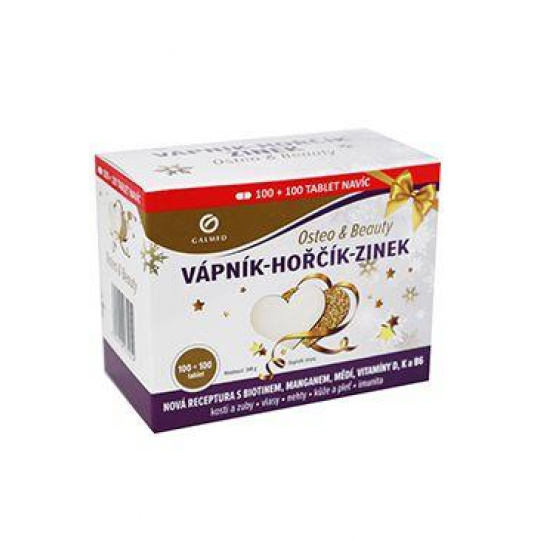 Vápnik-Horčík-Zinok Osteo&Beauty 2x100tbl Galmed Vápnik-Horčík-Zinok Osteo&Beauty 2x100tbl Galmed