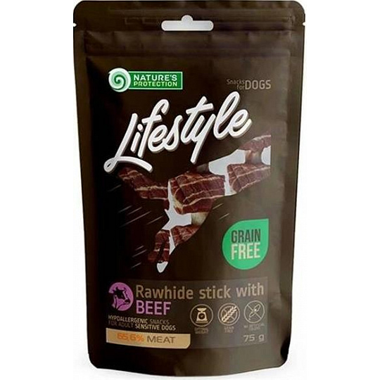 Pamlsok Natures P Lifestyle dog rawhide foaming sticks with beef 75 g