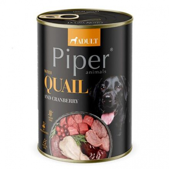 NEW PIPER s prepelicou a brusnicami, konzerva pre psy 400 g