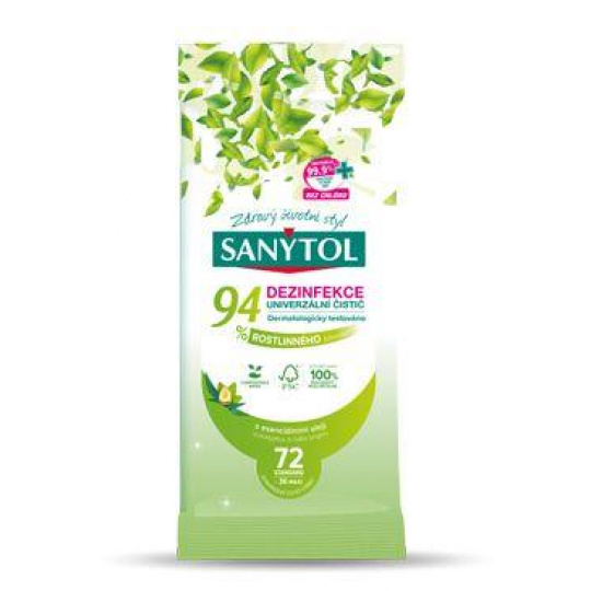 SANYTOL čistič univerz. 94% rástol.pôvodu utierky 72ks