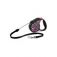 Vodítko FLEXI Safari zebra M lanko 5m/20kg růžová