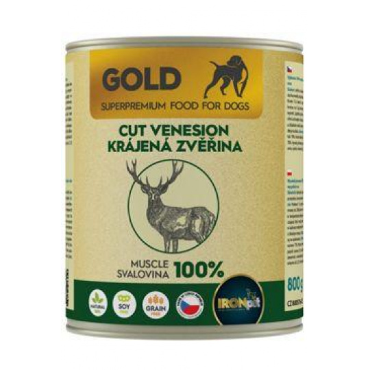 IRONpet Gold Dog Venison cut muscle konzerva 800g